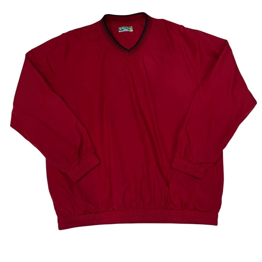 Pro Tour Cool Play Red V Neck Golf Windbreaker Pullover Men's XL